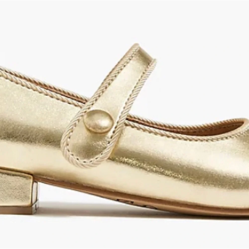 J. Crew Girl’s Gold Metallic Low Heel Mary Jane’s Dress Ballet Shoes 11